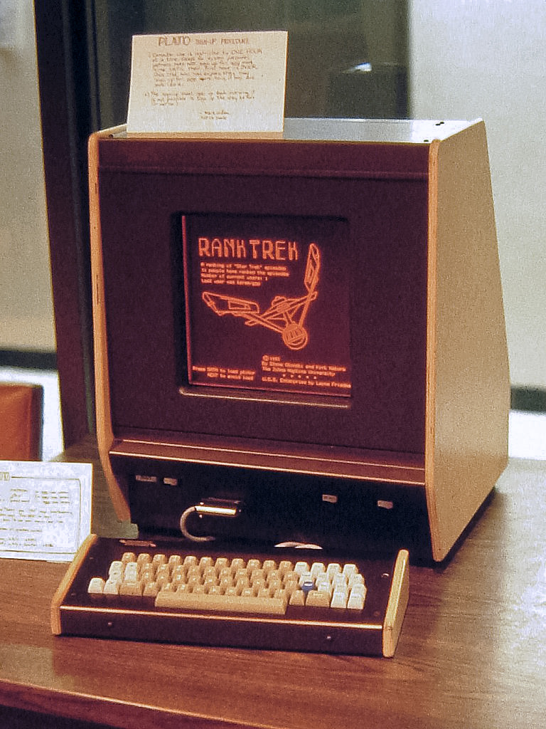 A PLATO V Terminal with a plasma display in 1981