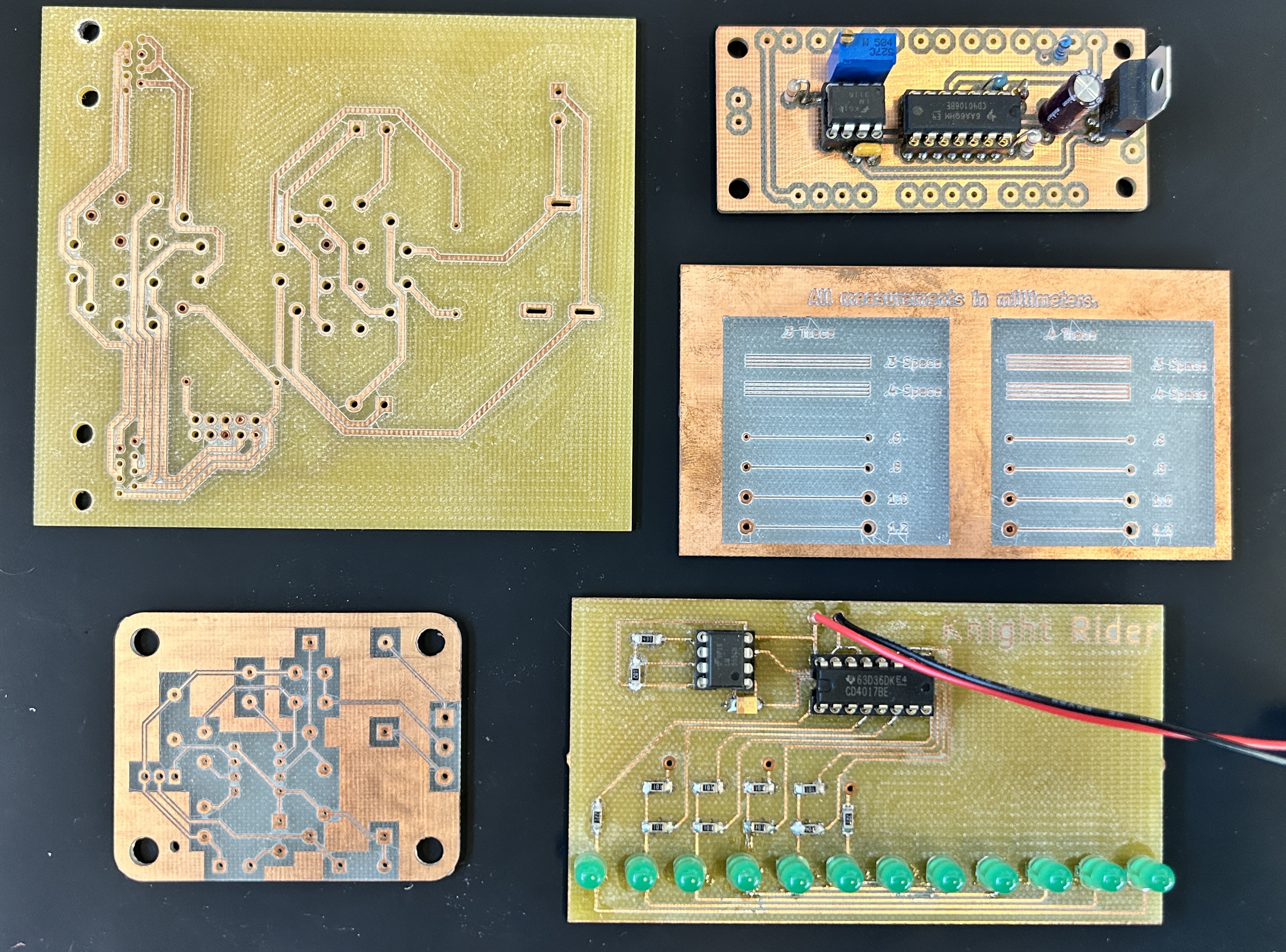 Photo of the types of PCBs the shop is able to produce.