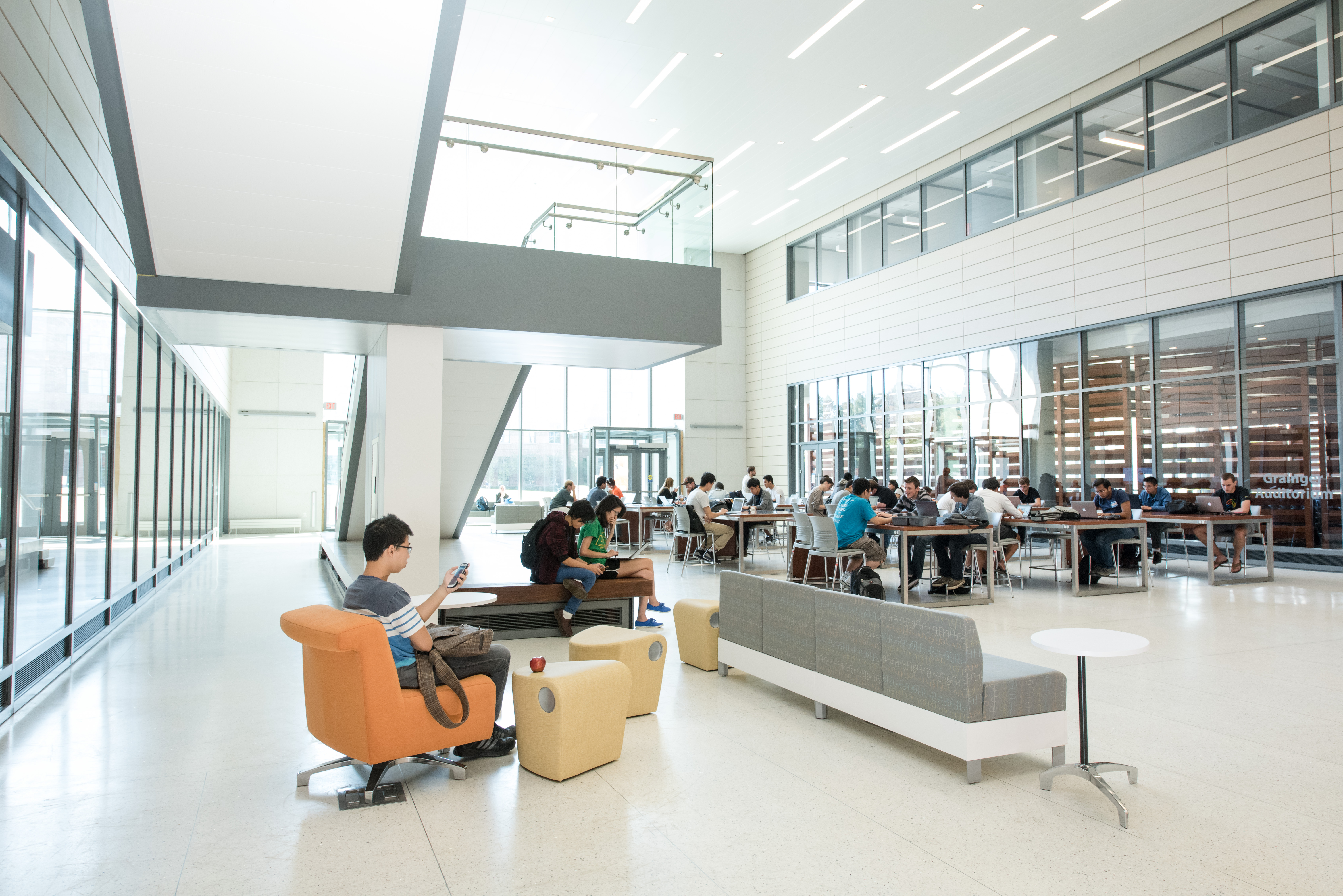 ECE lobby, facing southeast from beneath staircase