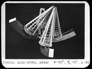 Array of four conical log-spiral antennas.