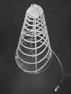 Conical log-spiral antenna made from coaxial cable.