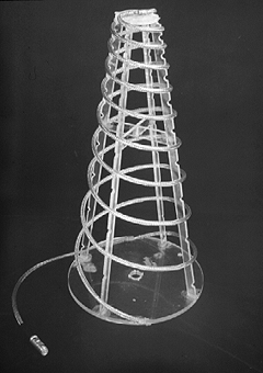 Conical log-spiral antenna made from coaxial cable.