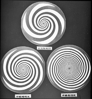 End-on view of four-arm conical log-spiral antennas.