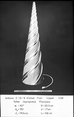 Conical log-spiral antenna.