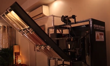 The drawbridge is a solid 3 ft X 1.25 ft arm that can slide up and down and be angled to any surface to expose it to UVC light at the smallest possible distance.