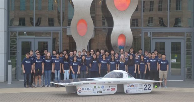 Members of the Illini Solar Car team with the Argo.