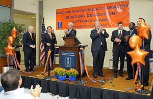 A ribbon-cutting ceremony was a featured part of the Micro and Nanotechnology Laboratory building dedication on September 4.