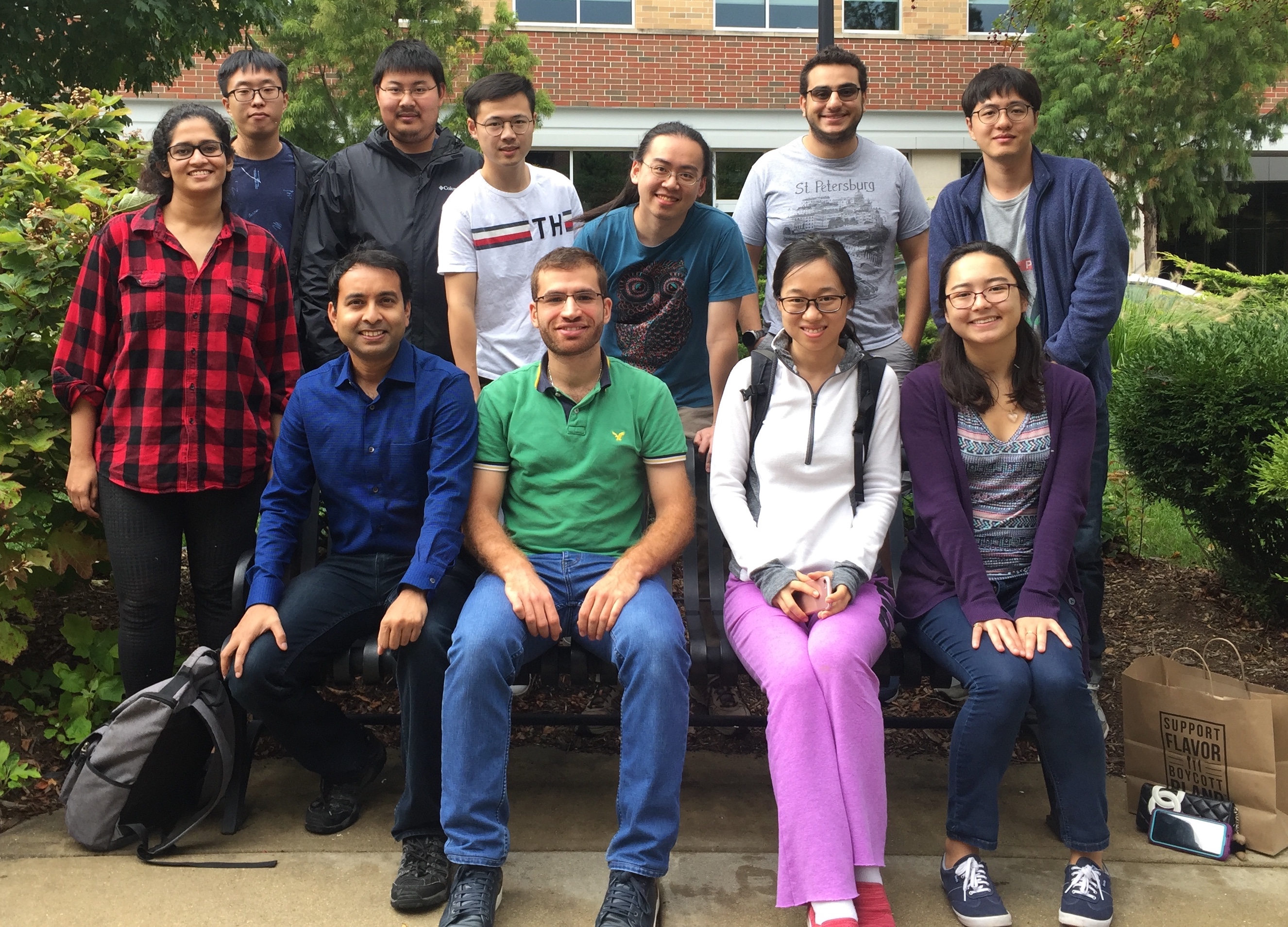 Fan (front row, 2nd from right) with other members of her research group in 2019.