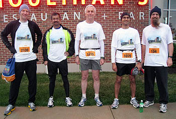 Several ECE faculty participated in a student fundraiser to raise money for the new ECE building. From left: Dan Wasserman, Sanjay Patel, Bruce Hajek, Naresh Shanbhag, and Lippold Haken. Not pictured: Andrew Singer.