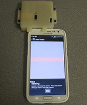 The sensor connects to the smartphone's audio jack and allows almost any kind of cell phone to measure and collect the sensing data using a cross-platform app.