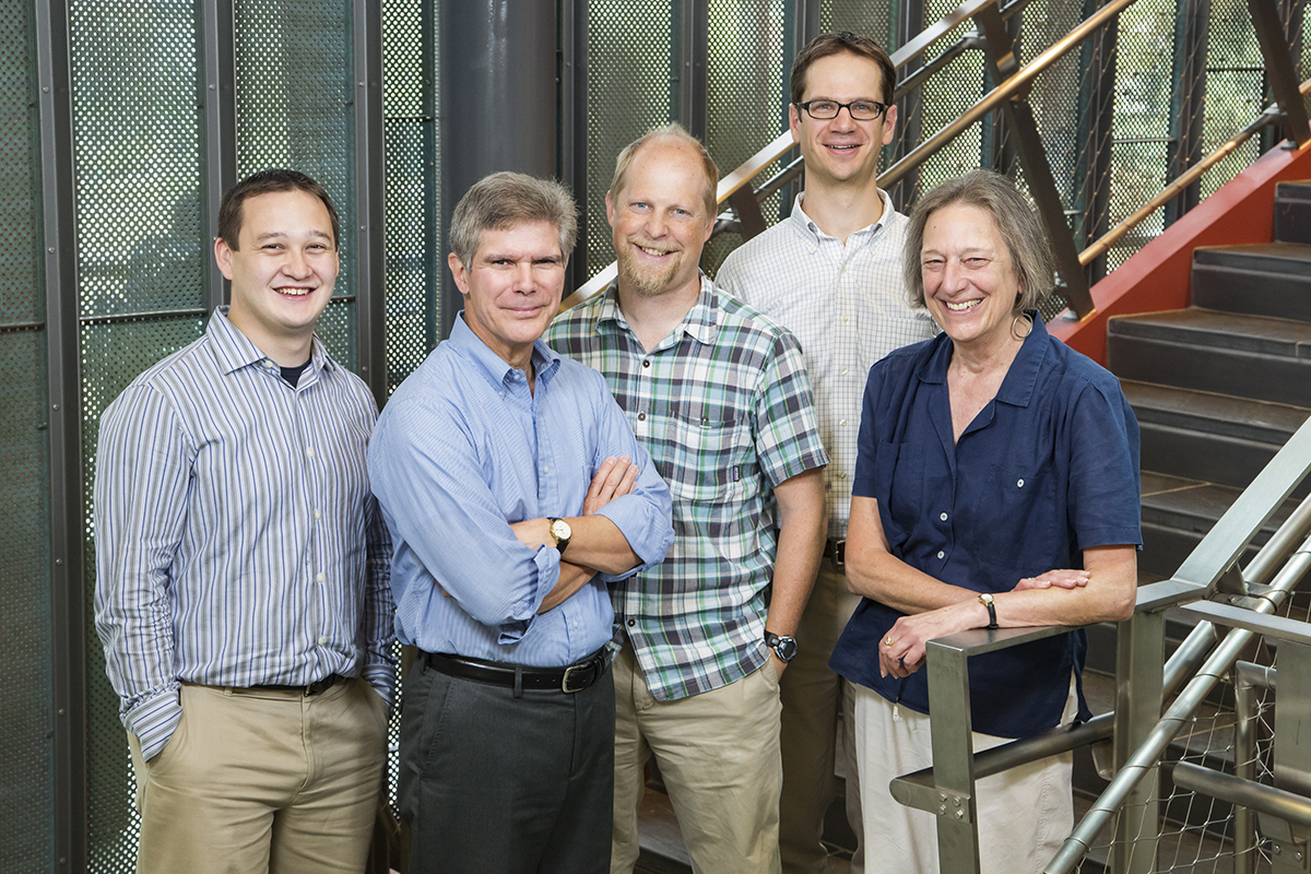 The NSF WIDER team (from left): Professors Geoffrey Herman, Jose Mestre, Jonathan Tomkin, Matthew West, and Jennifer Greene. Photo by L. Brian Stauffer.