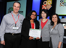 From left: DAC Technical Program Co-Chair Charles Alpert, Vasudevan, DAC Technical Program Co-Chair X. Sharon Hu, and DAC General Chair Soha Hassoun.