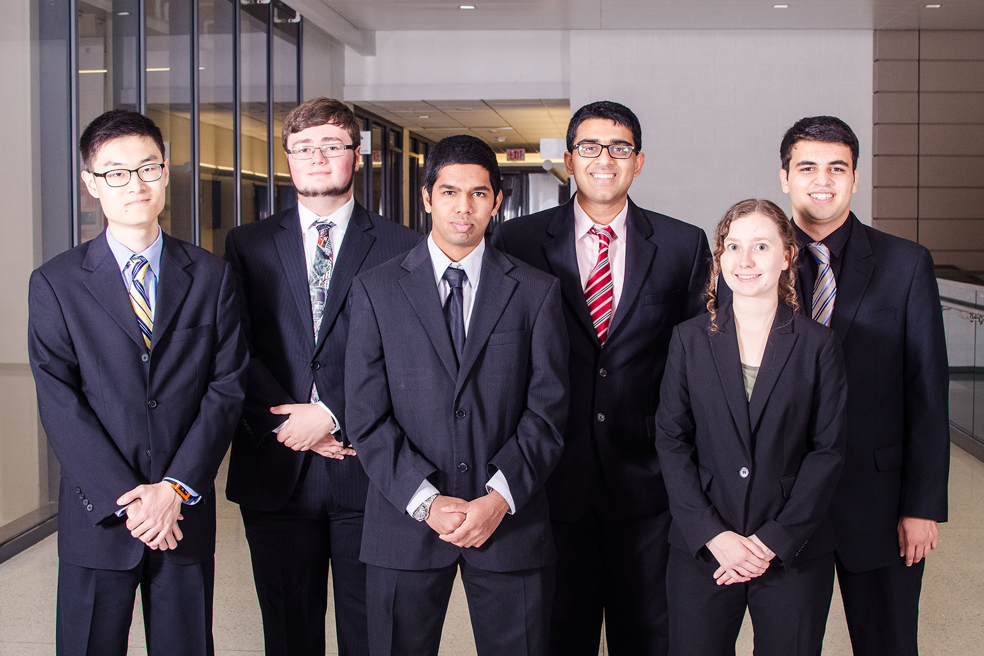 The ECE Pulse leadership team includes students, from left, Anselmo Shim, Kevin Perkins, Abhinav Chevula, Aswin Sivaraman, Laura Haller, and Mosab Elagha.