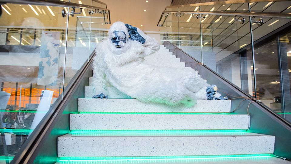 A yeti visits HackIllinois. Photo courtesy of HackIllinois staff photographer Priten Vora. 