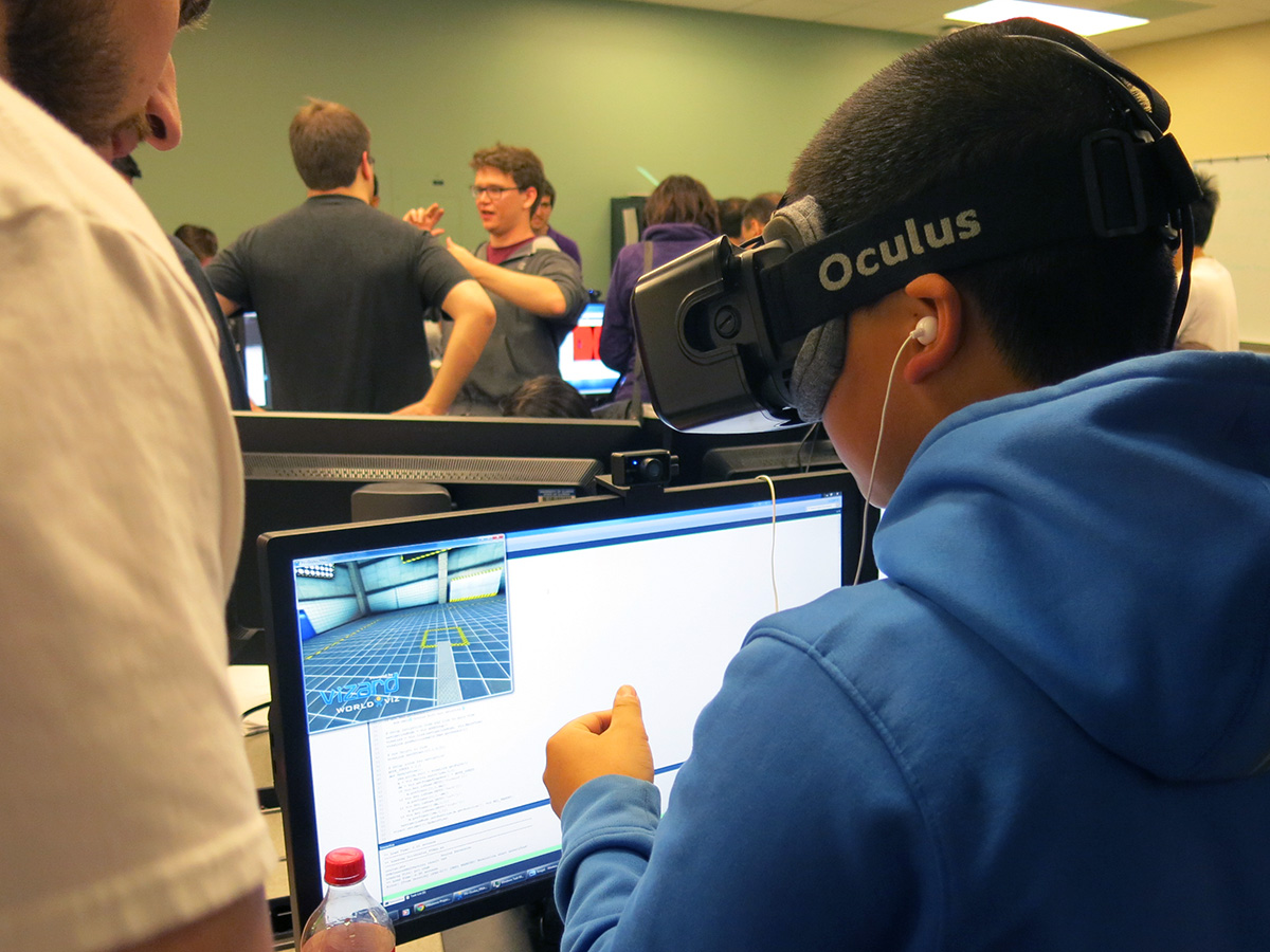 One VR project measured head movements as the participants 'saw' themselves rising on a platform.