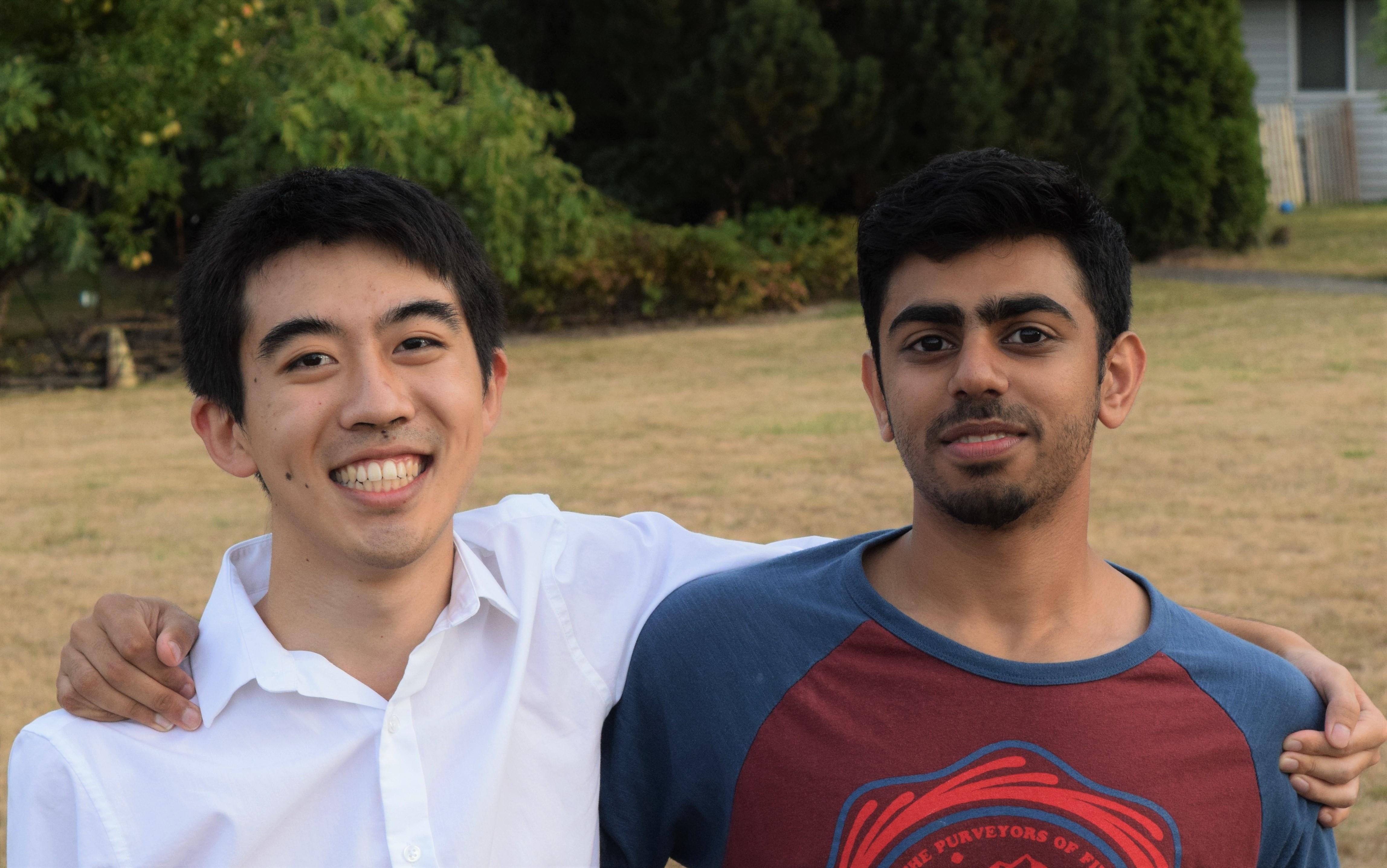 ECE ILLINOIS sophomore Kevin Guo (left) and Case Western Reserve engineering physics sophomore Pramith Devulapall (right), co-founders of Skydro